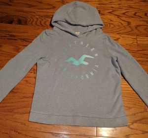 Hollister Gray Southern California Hoodie Sweatshirt - small - gray and teal